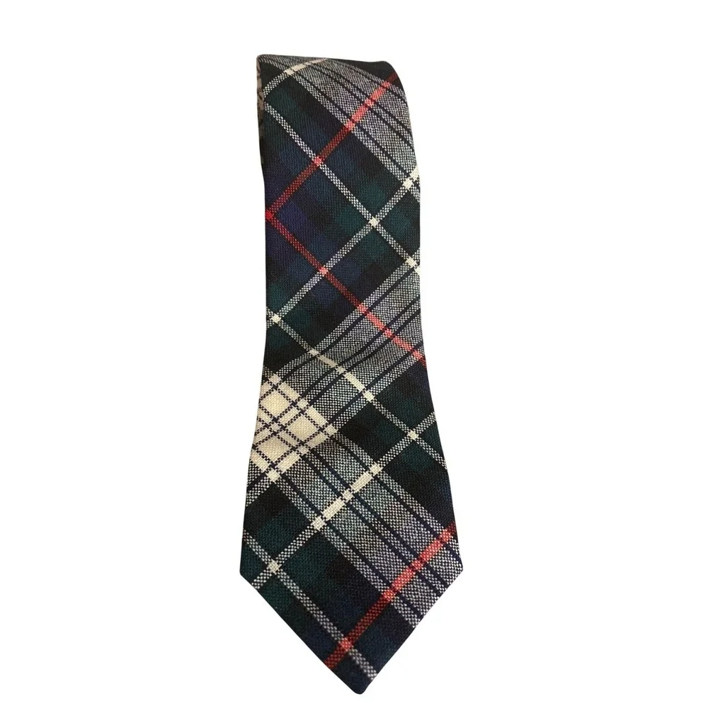 Mackenzie‎ Tartan Plaid Wool Tie Made in Scotland Navy Green Red Men's Necktie